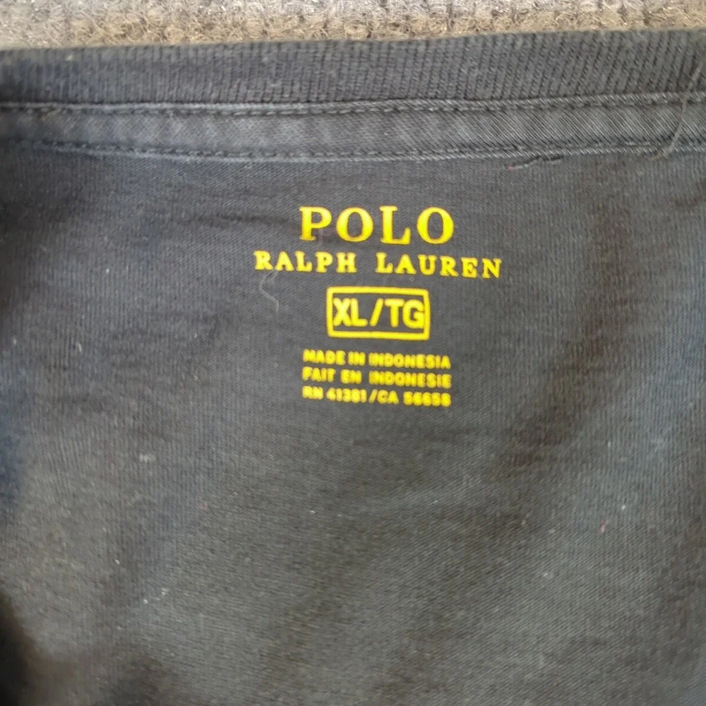 Polo Ralph Lauren‎ Mens XL V-Neck Long Sleeve T-Shirt Black Red Pony Logo #2537
